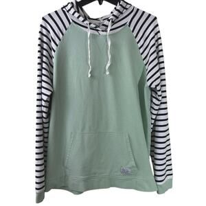 Orvis Hoodie Womens Large Mint Green Pullover Stretch Cotton Blend Soft Casual